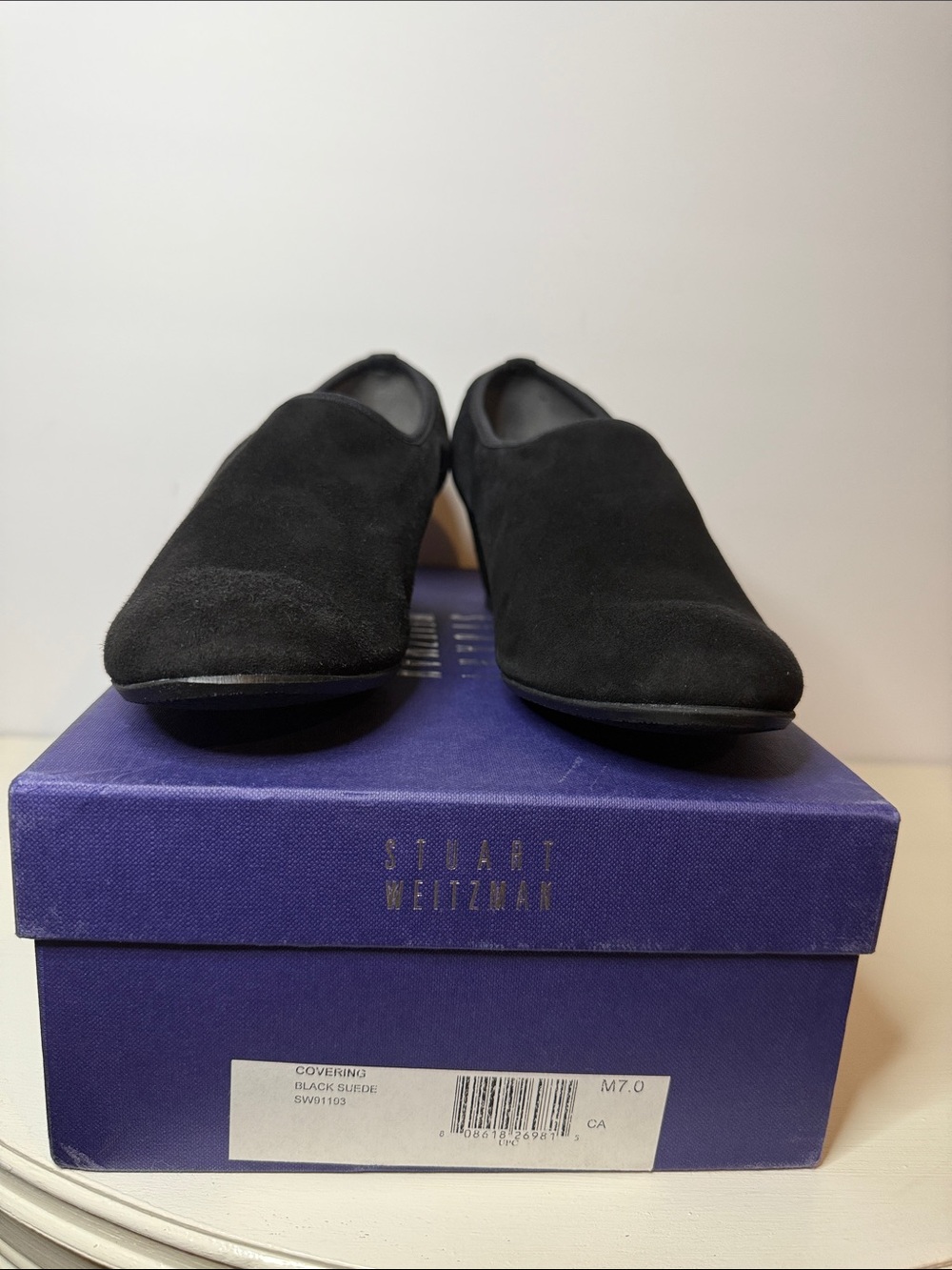 Stuart Weitzman Black Suede Sculpted Wedge Shoes Size 7 - Picture 8 of 8
